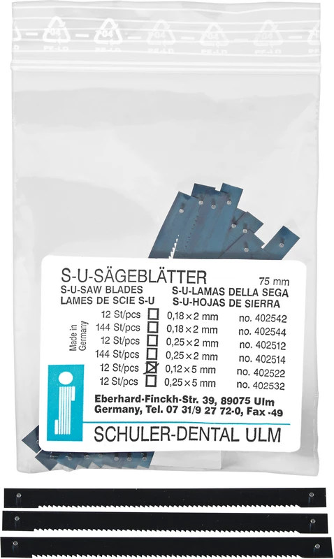Sägeblätter  Packung  12 Stück 0,12 x 5 x 75 mm