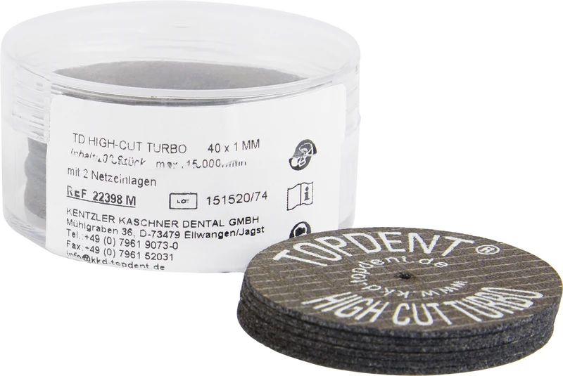 TOPDENT High Cut-Turbo  Packung  20 Stück glasfaserverstärkt, Ø 40 mm x 1 mm