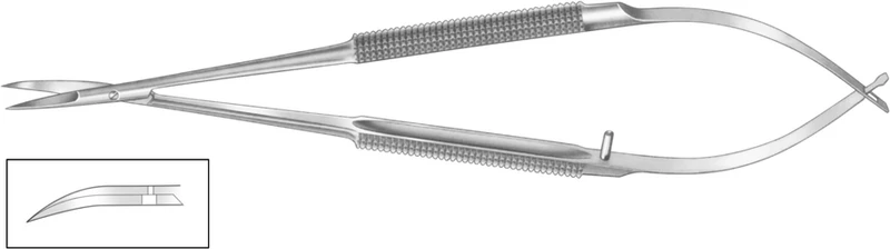 Mikroscheren  Stück  HSB 555-14, 140 mm, gebogen