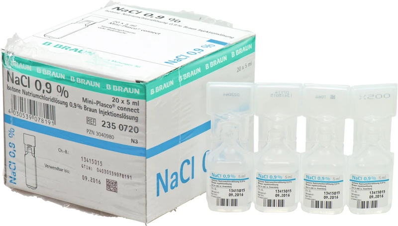 Kochsalzinfusionslösung 0,9%  Karton  20 x 5 ml Flasche