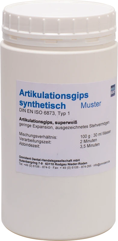 Artikulationsgips synthetisch  Muster  1 kg Spezialgips weiß