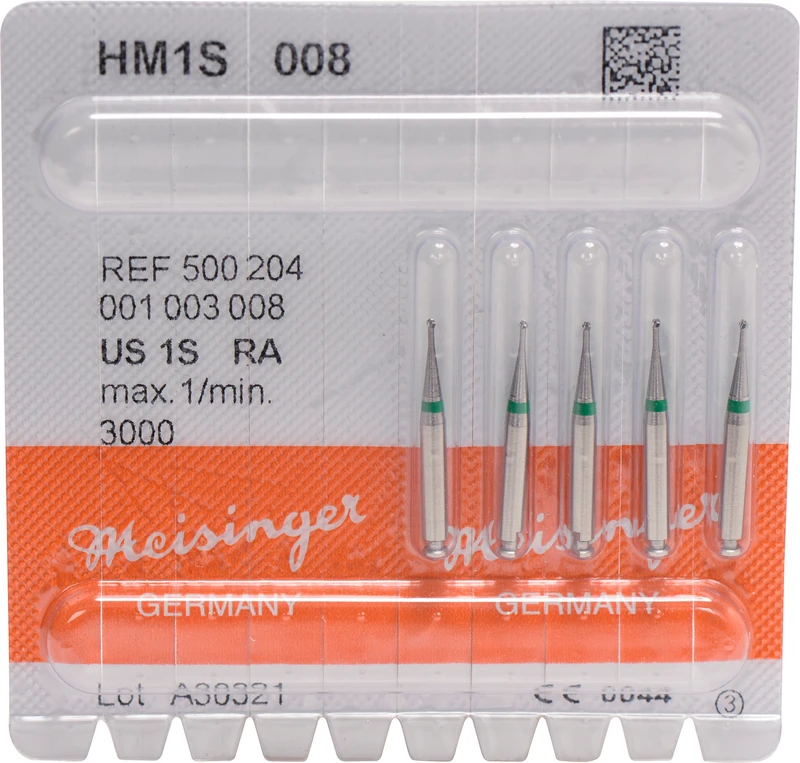 HM-Bohrer 1S  Packung  5 Stück schnittfr. Verz., grün, RA, Figur 001, ISO 008