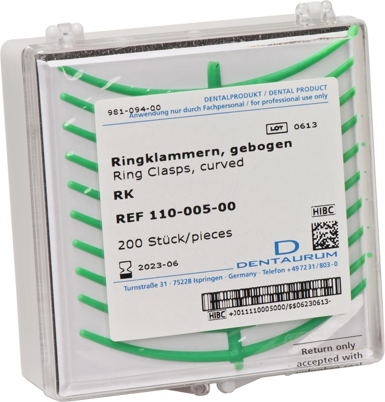 Ringklammer  Packung  200 Stück gebogen RK, grün, standard