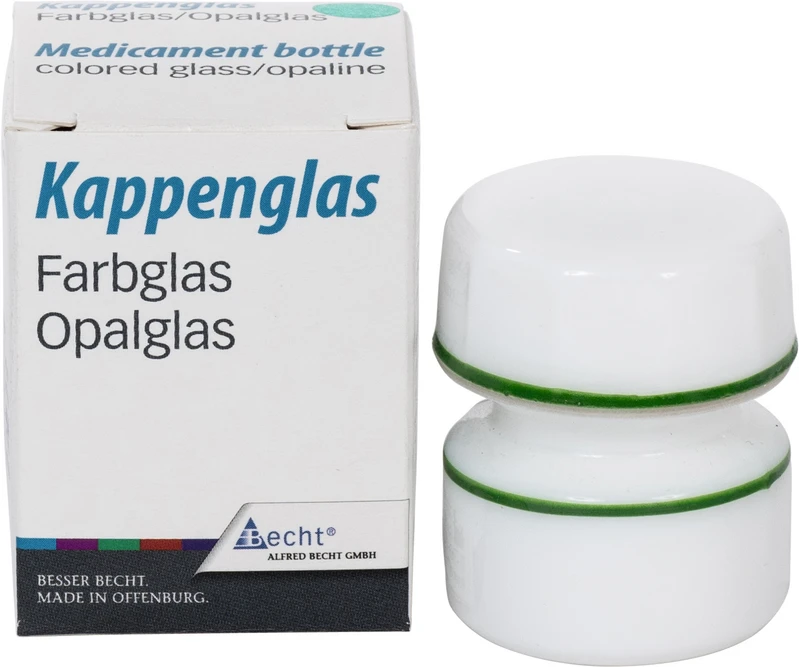 Kappengläser aus Simplex-Opalglas  Stück  mit grünem Ring