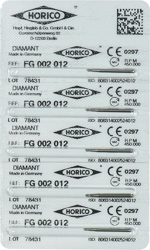 Diamantschleifer 002  Packung  5 Stück FG, Figur 002, 3 mm, ISO 012