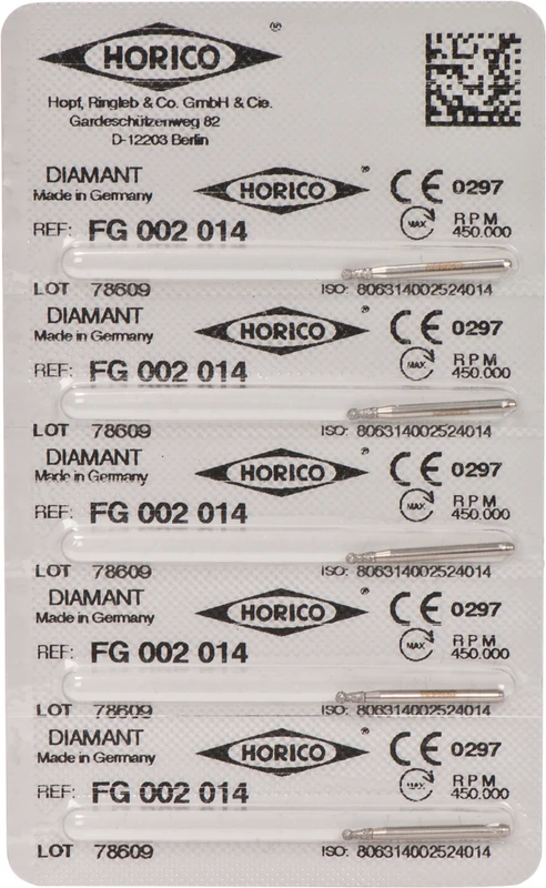 Diamantschleifer 002  Packung  5 Stück FG, Figur 002, 3 mm, ISO 014
