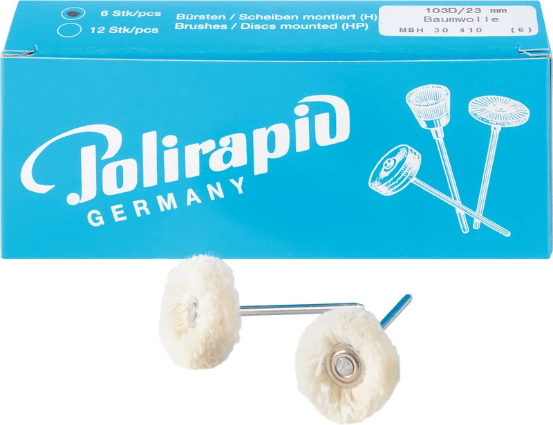 Miniaturbürsten Garn  Packung  6 Stück HP, Baumwollgarn weich doppelt, Ø 23 mm