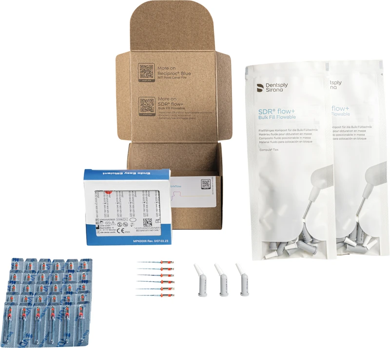 Reciproc® Blue und SDR® flow+ Kit   Kit  5 x 6 Reciproc Blue Feile 25 mm, 30 x 0,25 g SDR flow+ Compule universal