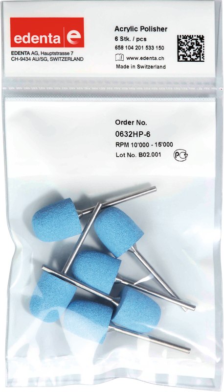 Acrylic Polisher  Packung  6 Stück blau HP, Figur 201, 18 mm, ISO 150