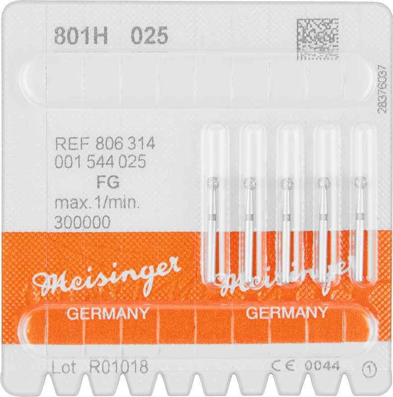 Diamanten 801  Packung  5 Stück schwarz super grob, FG, Figur 001 Rund, ISO 025