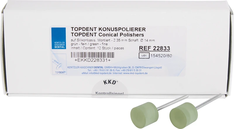 TOPDENT KonusPolierer  Packung  12 Stück HP, grün fein, Ø 14 mm