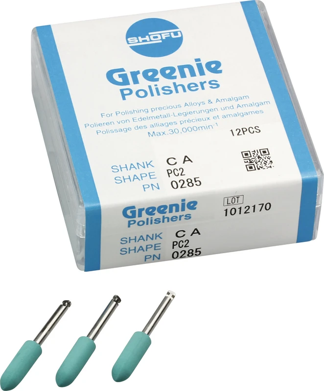 Silikonpolierer  Packung  12 Stück grün, RA, Figur PC2, ISO 050