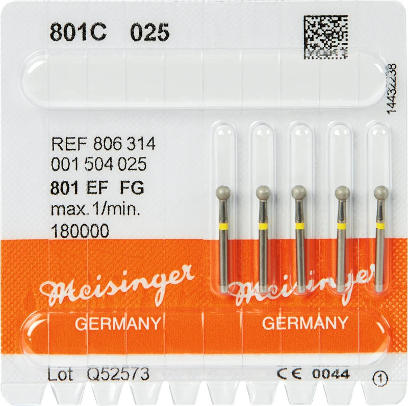 Diamanten 801  Packung  5 Stück gelb extra fein, FG, Figur 001 Rund, ISO 025