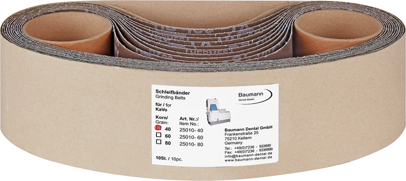 Gewebeschleifbänder  Packung  10 Stück für KaVo, 100 x 950 mm, 40 µm