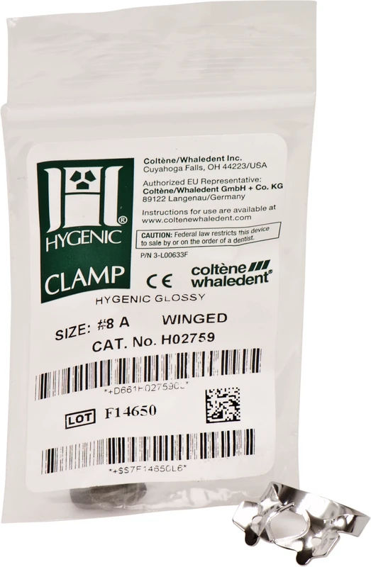 HYGENIC® Dental Dam Klammern  Stück  Flügelklammer Abwärtsfallender Kieferkamm, für kleine, teilweise durchbrochene Molaren, 8A