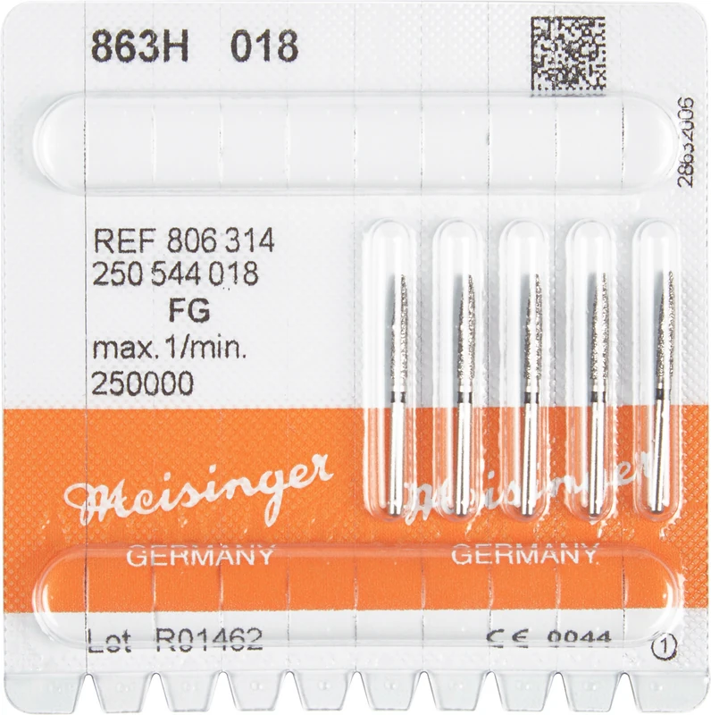 Diamanten 863  Packung  5 Stück schwarz super grob, FG, Figur 250 Flamme, 10 mm, ISO 018