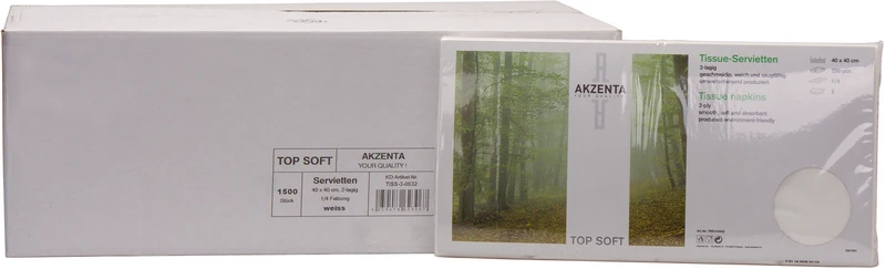 TOP SOFT Tissue-Servietten  Karton  1.500 Stück weiß, 2-lagig