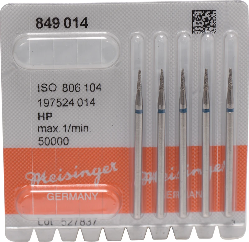 Diamanten 849  Packung  5 Stück blau mittel, HP, Figur 197 konisch rund, 6 mm, ISO 014