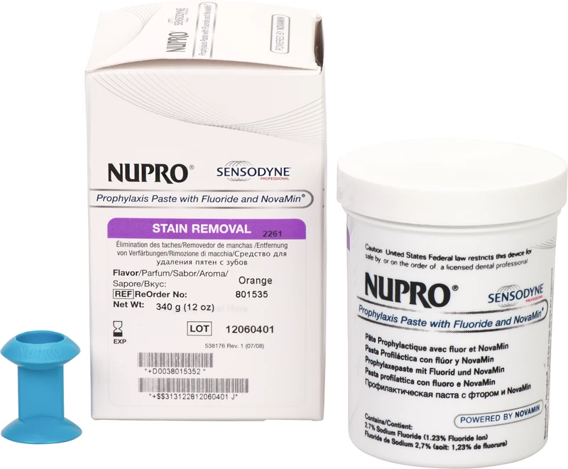 NUPRO® mit NovaMin®  Packung  340 g Reinigungspaste mit Fluorid, Prophy Grip, Orange