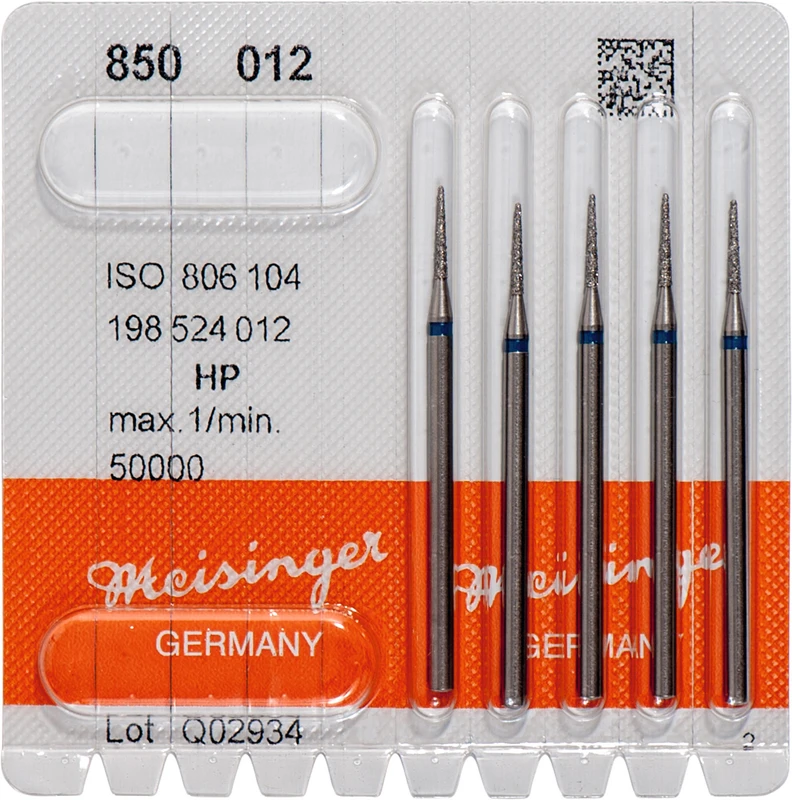 Diamanten 850  Packung  5 Stück blau mittel, HP, Figur 198 konisch rund, 8 mm, ISO 012