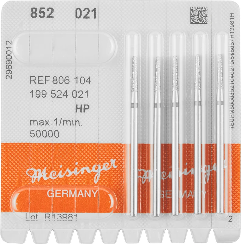 Diamanten 852  Packung  5 Stück blau mittel, HP, Figur 199 konisch rund, 10 mm, ISO 021