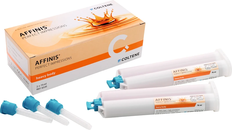 AFFINIS® System 75  Packung  2 x 75 ml Doppelkartusche heavy body, 8 Mixing Tips türkis