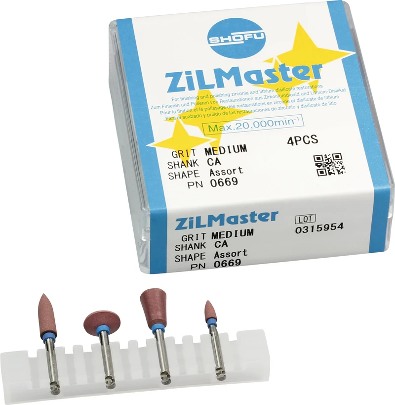 ZiLMaster  Sortiment  4 Stück (Minispitze, Walze, Linse, Kelch), blau mittel, RA, ISO 030, 040, 065, 090
