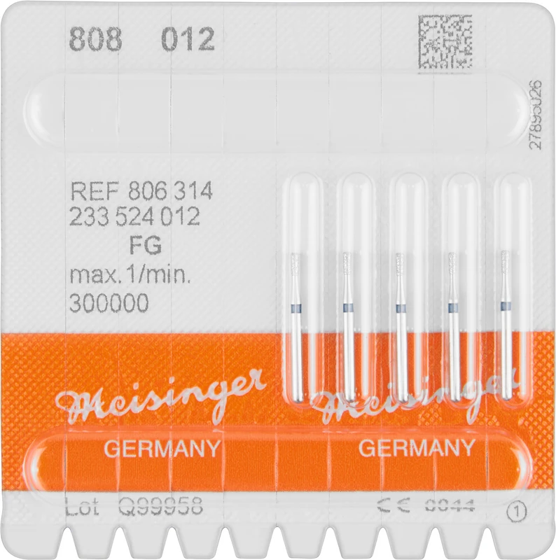 Diamanten 808  Packung  5 Stück blau mittel, FG, Figur 233 Birne, 2,7 mm, ISO 012