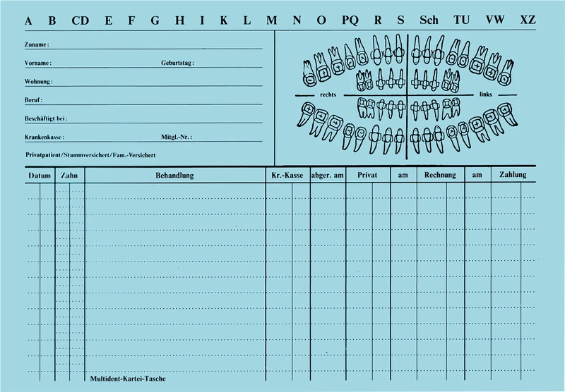 Karteitaschen  Packung  100 Stück blau