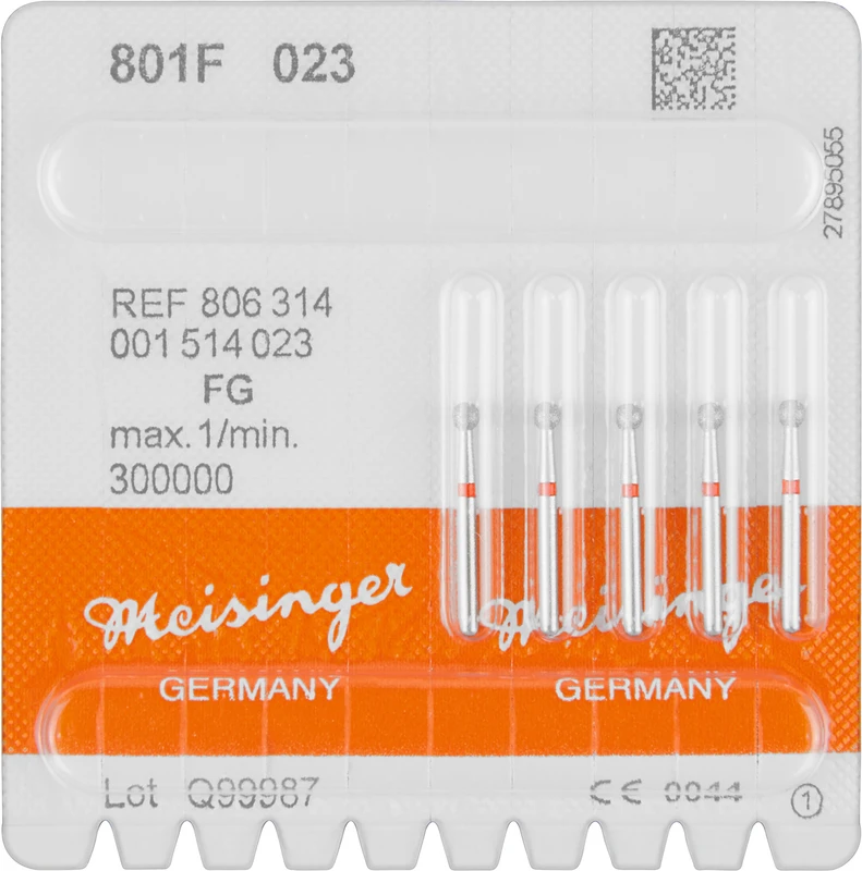 Diamanten 801  Packung  5 Stück rot fein, FG, Figur 001 Rund, ISO 023