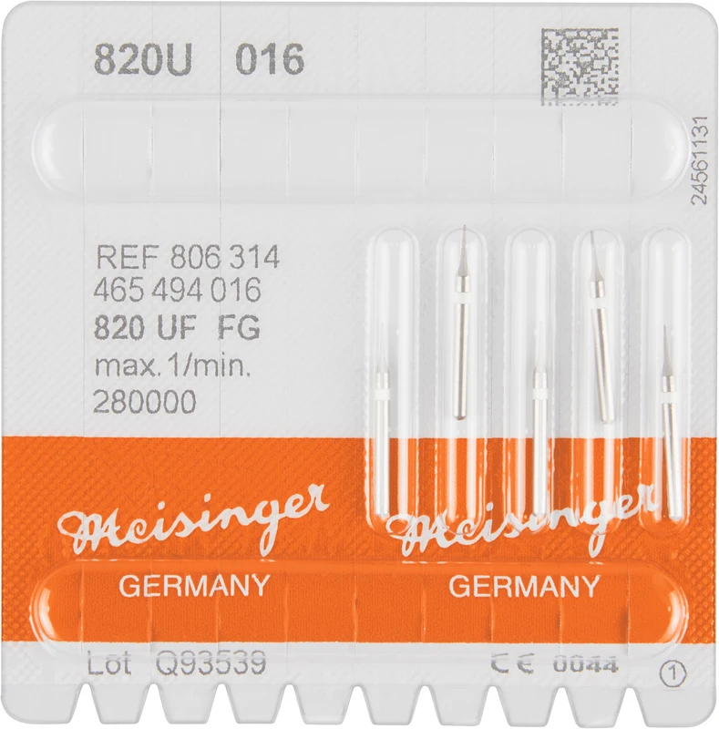 Diamanten 820  Packung  5 Stück weiß ultra fein, FG, Figur 465 Interdental, 5 mm, ISO 016