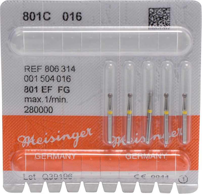 Diamanten 801  Packung  5 Stück gelb extra fein, FG, Figur 001 Rund, ISO 016