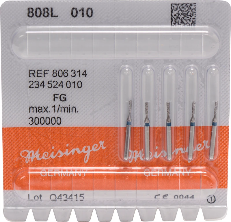 Diamanten 808  Packung  5 Stück blau mittel, FG, Figur 234 Birne lang, 4 mm, ISO 010