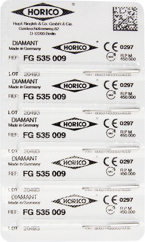 Diamantschleifer 535  Packung  5 Stück FG, Figur 535, 3 mm, ISO 009