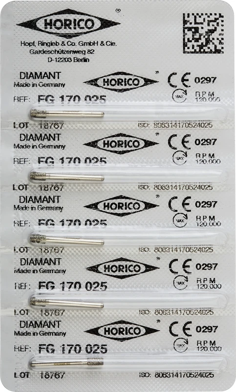 Diamantschleifer 170  Packung  5 Stück FG, Figur 170, 4 mm, ISO 025