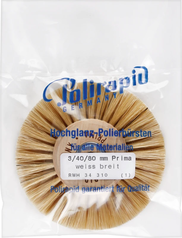 Prima Rundbürsten  Stück  mit HK, 3-reihig, Chungking weiß breit, Kern: Ø 40 mm, Außen: Ø 80 mm