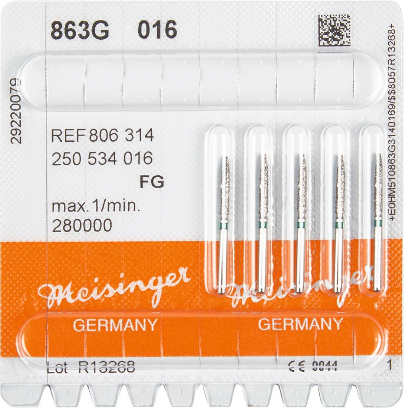 Diamanten 863  Packung  5 Stück grün grob, FG, Figur 250 Flamme, 10 mm, ISO 016