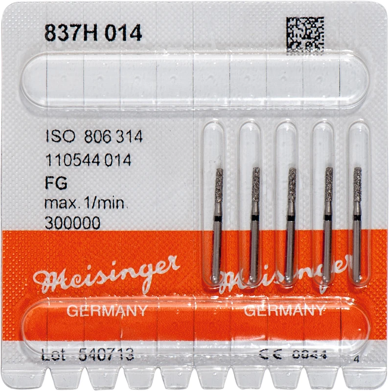 Diamanten 837  Packung  5 Stück schwarz super grob, FG, Figur 110 Zylinder, 6 mm, ISO 014