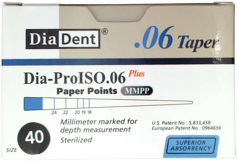 DiaDent® Dia-Pro Paper Points  Packung  100 Stück Taper.06, ISO 040