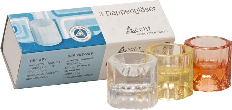 Dappengläser aus Buntglas  Sortiment  3 Stück