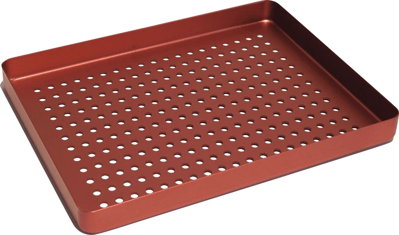Norm-Tray Aluminium  Stück  Boden gelocht rot, mini, 18 x 14 cm