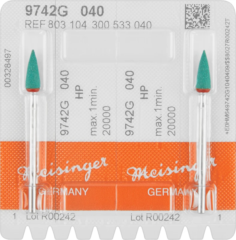 Diamantpolierer 9742  Packung  2 Stück grün grob, HP, Figur 243, 13 mm, ISO 040