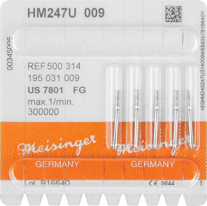 HM-Finierer 247  Packung  5 Stück weiß ultra feinfein, FG, Figur 195 konisch rund, 3,1 mm, ISO 009
