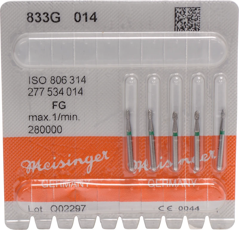 Diamanten 833  Packung  5 Stück grün grob, FG, Figur 277 Ei, 2,8 mm, ISO 014