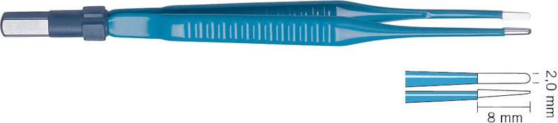 Bipolare-Pinzetten  Stück  16 cm, gerade, Spitzenbreite: 2 mm, stumpf, blau