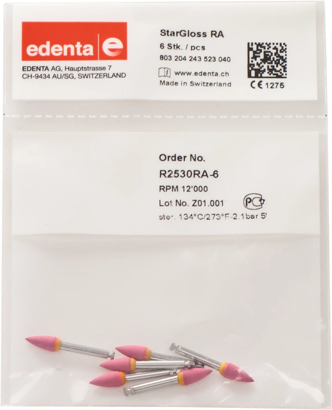 StarGloss  Packung  6 Stück pink, RA, Figur 243 Spitze, 10 mm, ISO 040