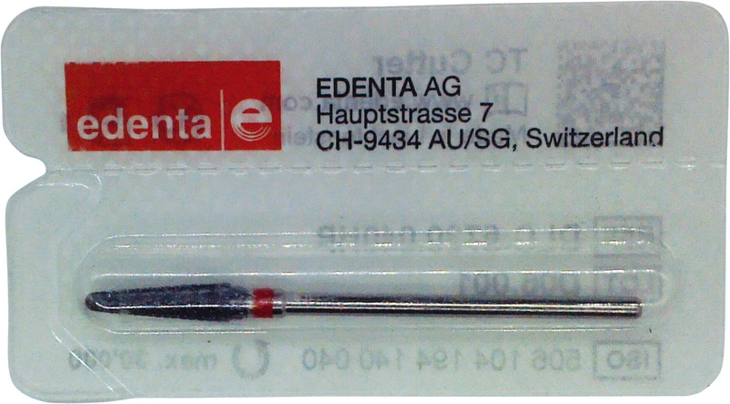 Volcano Fräser Schliff 20  Stück  Kreuzverzahnung, rot fein, HP, Figur 194, 14 mm, ISO 040