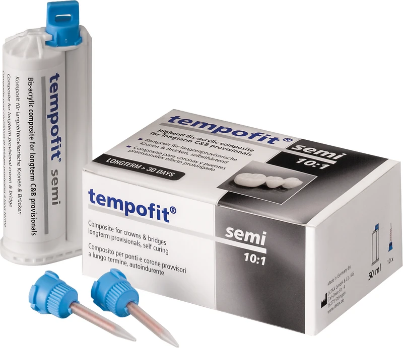tempofit® semi  Standardpackung  50 ml Doppelkartusche A3,5, 10 T-Mixer blau, 10:1