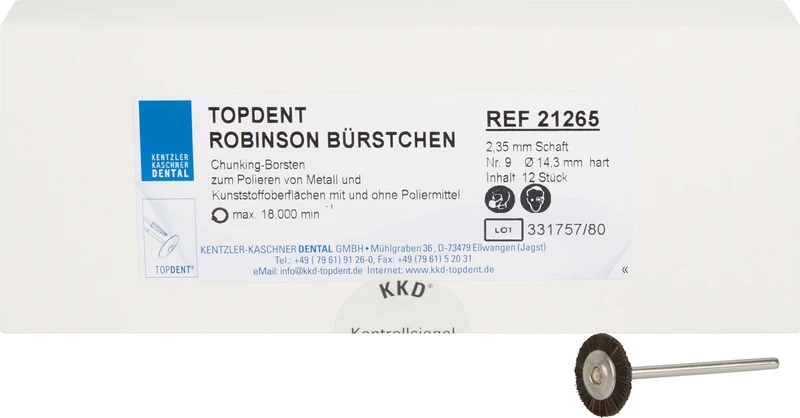 Polierbürsten Robinson  Packung  12 Stück HP, Nr. 9 hart, 14 mm