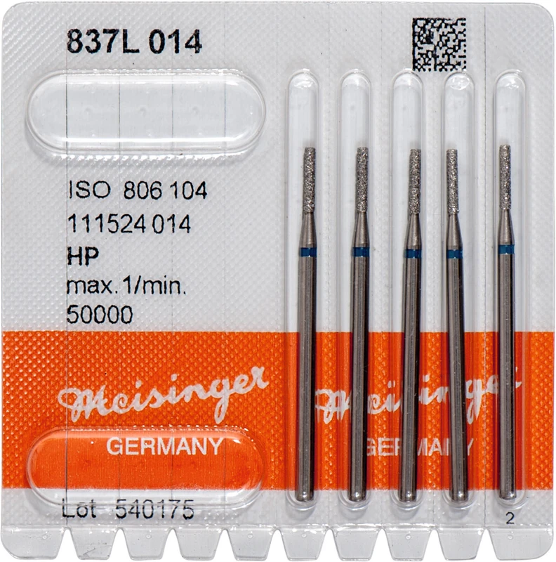 Diamanten 837  Packung  5 Stück blau mittel, HP, Figur 111 Zylinder lang, 6 mm, ISO 014